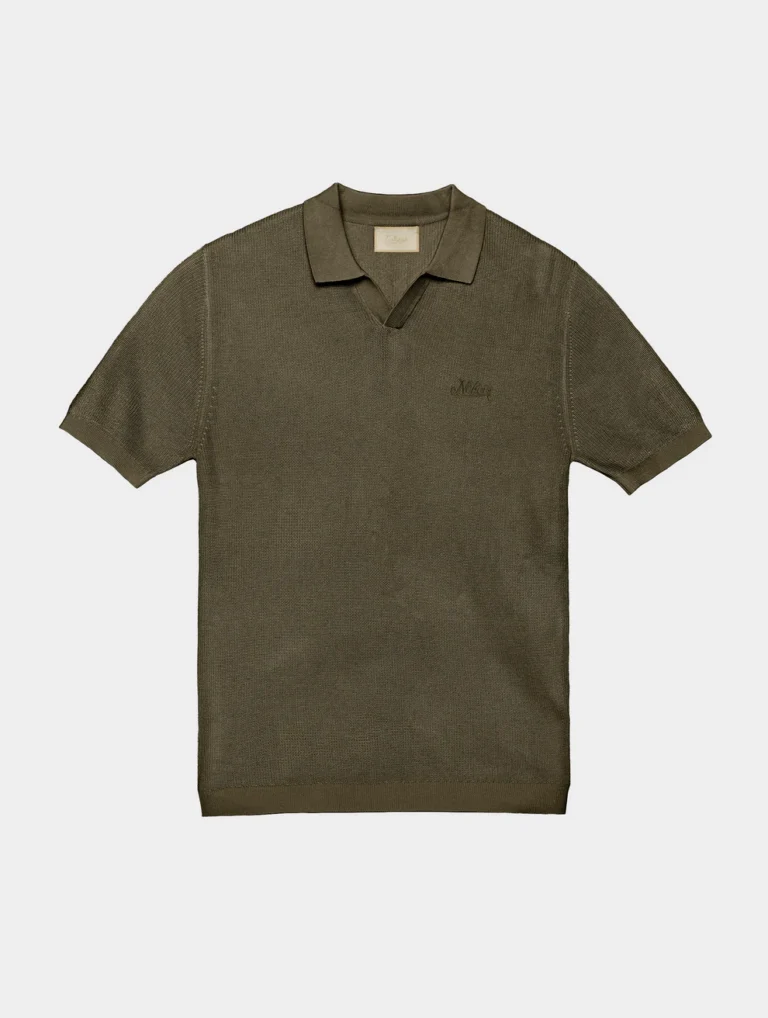 CURTIS KNITTED POLO IN ARMY GREEN